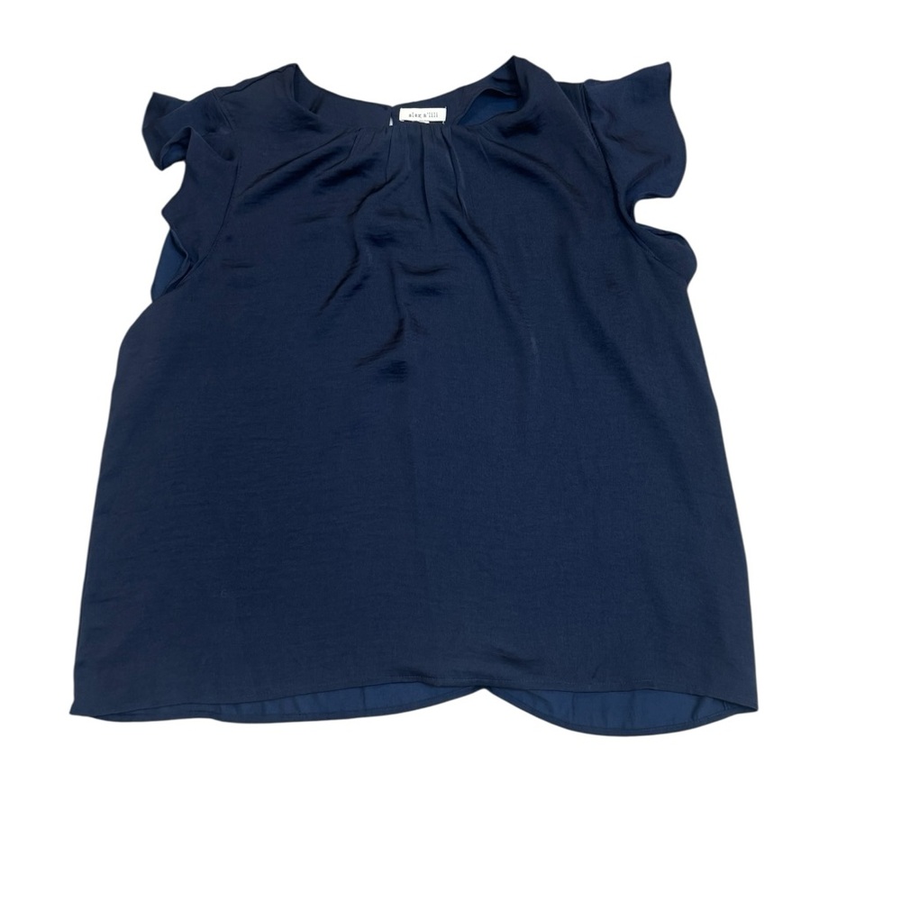 Alex & Lili Flutter Sleeve Navy Top 1X